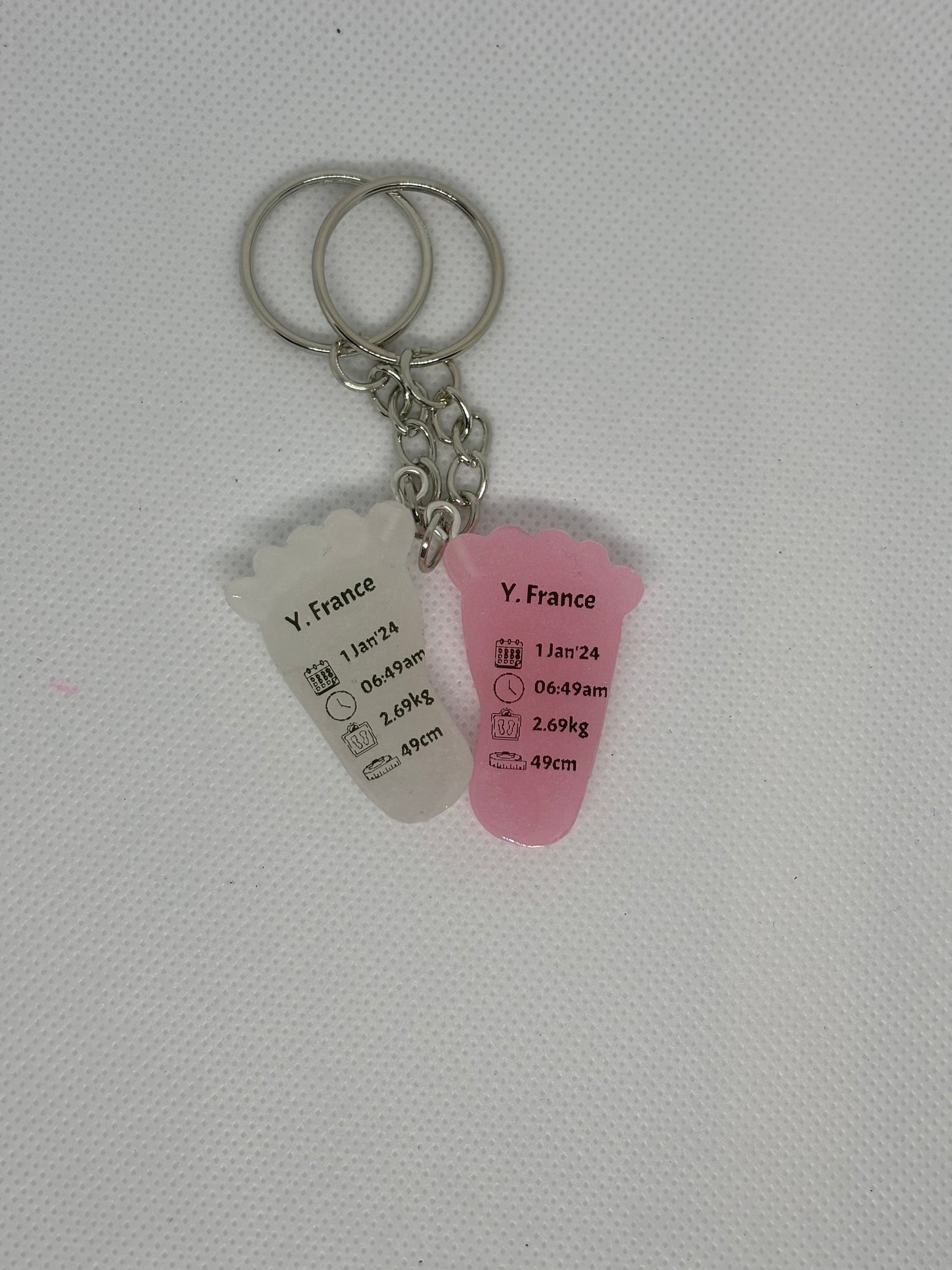 Extra Small Foot Birth Detail Key Chain