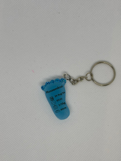 Extra Small Foot Birth Detail Key Chain
