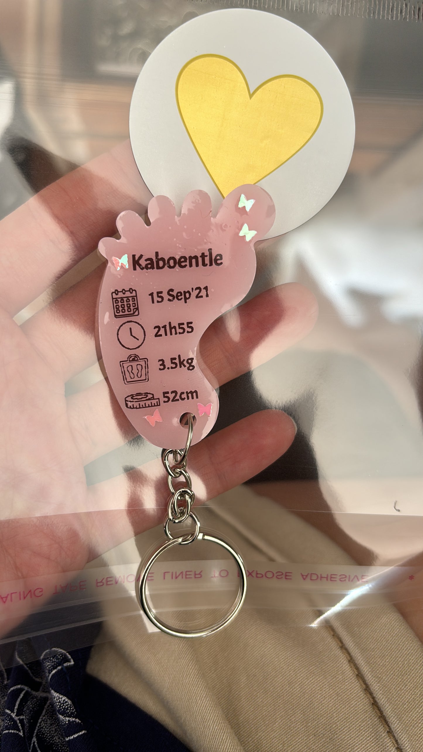 Large Foot Birth Detail Key Chain