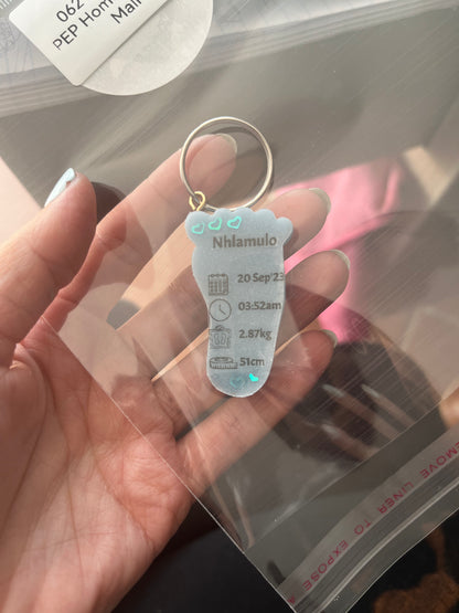 Small Foot Birth Detail Key Chain