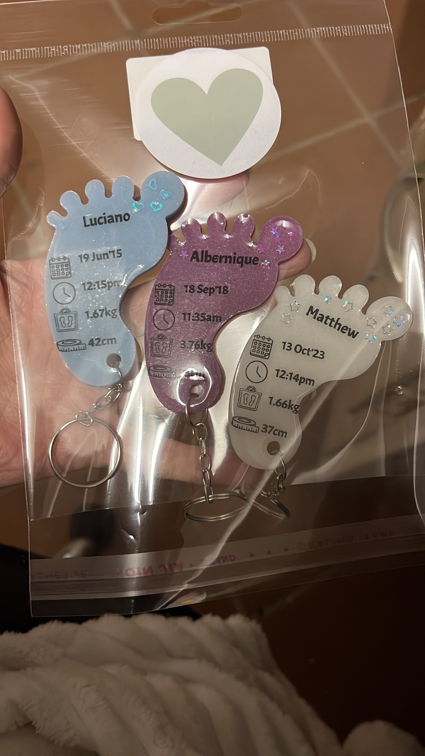 Large Foot Birth Detail Key Chain