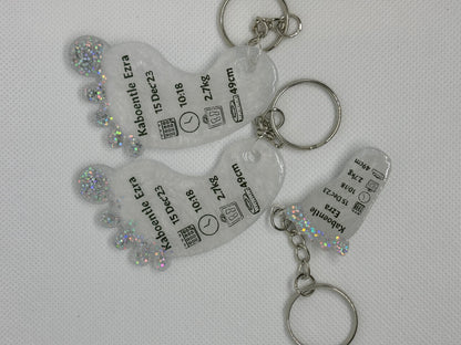 Large Foot Birth Detail Key Chain