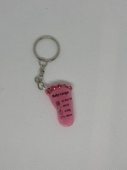 Extra Small Foot Birth Detail Key Chain