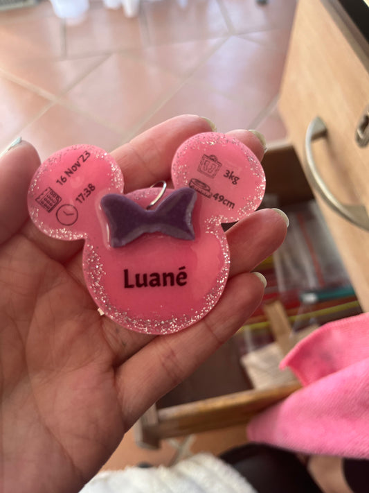 Minni Mouse Birth Detail Key Chain